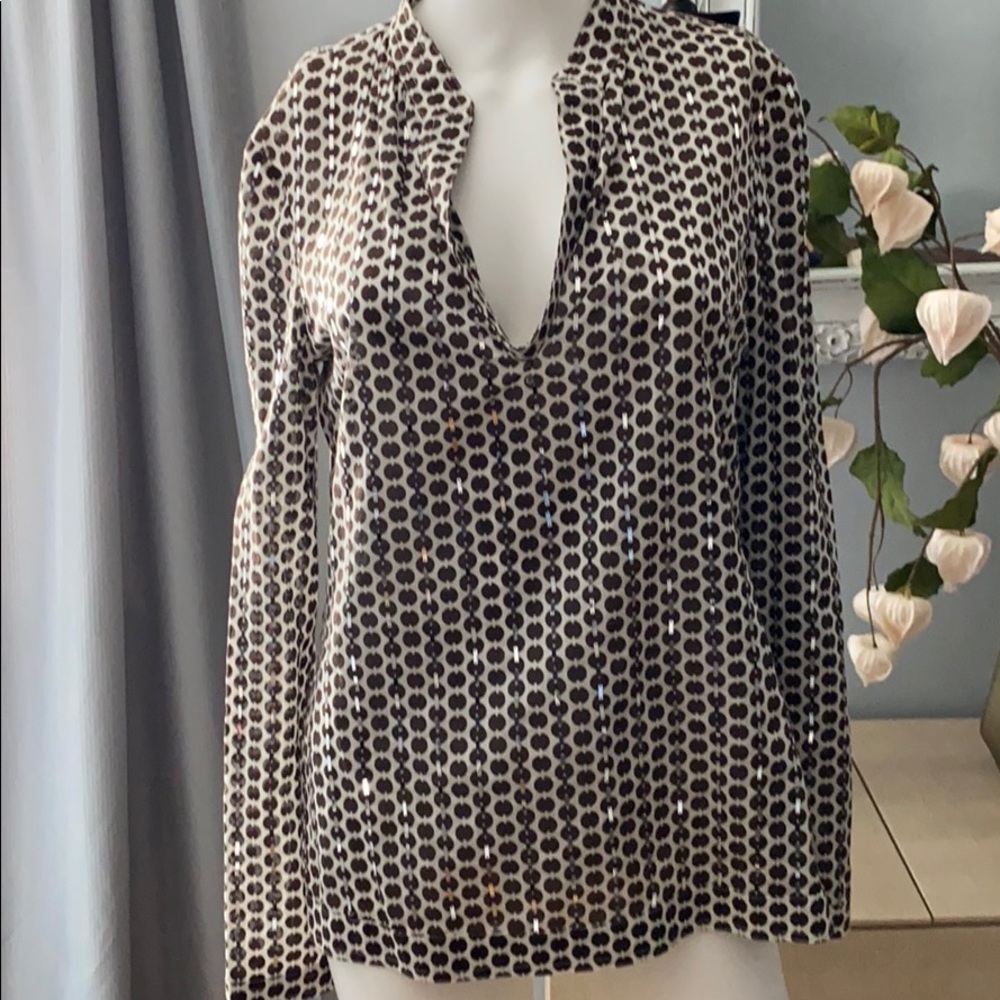 TORY BURCH Shirt Embellished Long Sleeved Size 6 - Picture 13 of 13